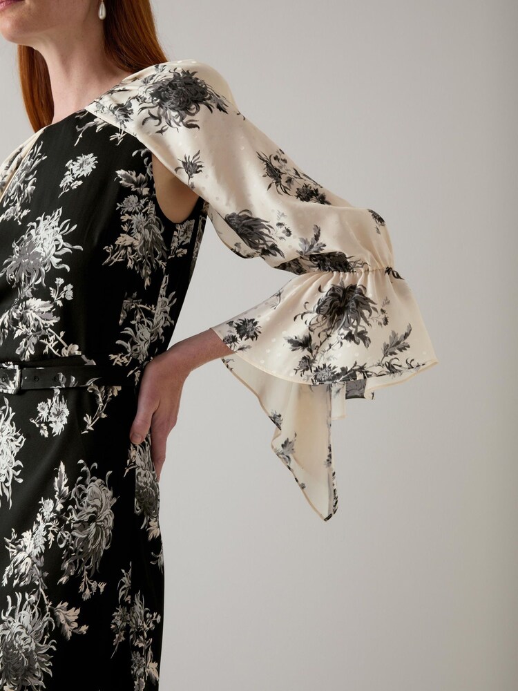 LK Bennett Black Mimi Birch Floral Print Viscose Dress - Image 3 of 3