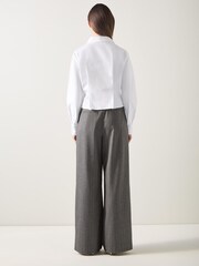 LK Bennett White Liz Cotton Cropped Shirt - Image 3 of 4