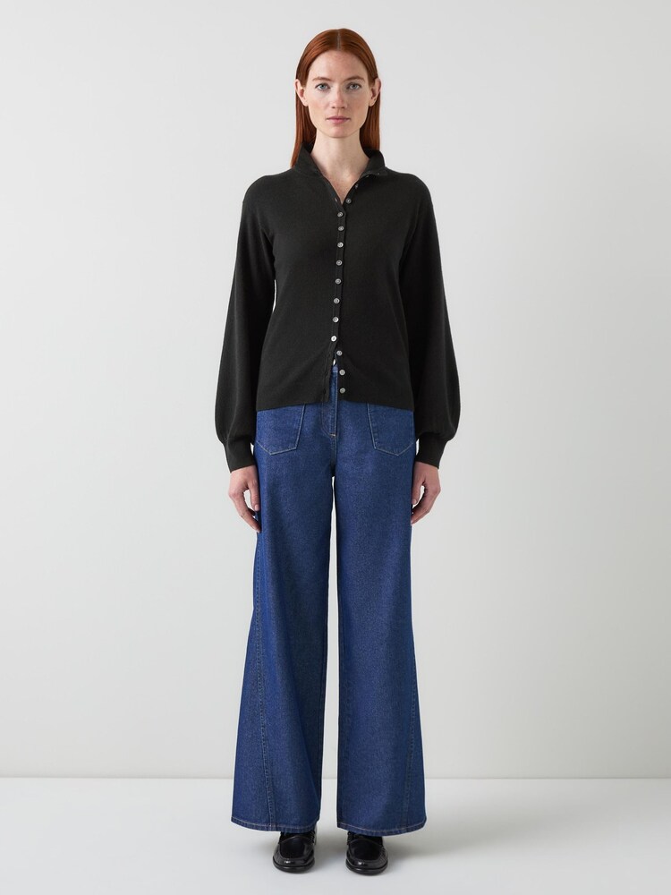 LK Bennett Marl Tiny Button Up Sweater - Bild 1 von 3