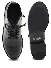Off The Hook Black Lane Biker Leather Ankle Boots - Image 8 of 8