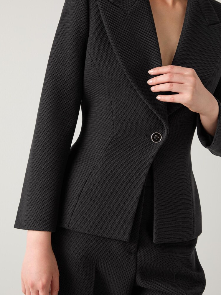 LK Bennett Black Pique Rosa Sculptured Jacket - Image 3 of 3