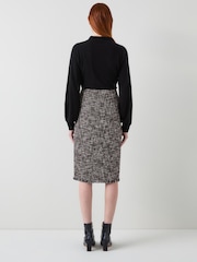 LK Bennett Red Gwen Tweed Cotton Midi Skirt - Image 2 of 4