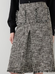 LK Bennett Red Gwen Tweed Cotton Midi Skirt - Image 4 of 4