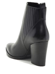 Off The Hook Black Finsbury Block Heel Leather Ankle Boots - Image 6 of 8