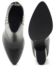 Off The Hook Black Finsbury Block Heel Leather Ankle Boots - Image 8 of 8