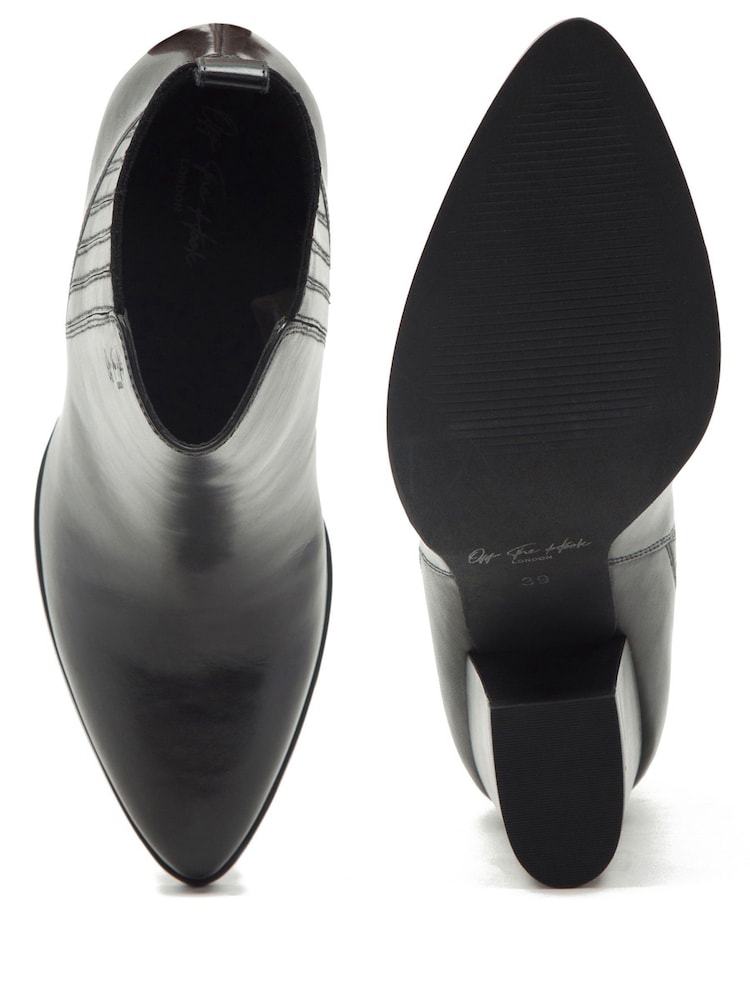 Off The Hook Black Finsbury Block Heel Leather Ankle Boots - Image 8 of 8 Off The Hook Black Finsbury Block Heel Leather Ankle Boots - Image 8 of 8