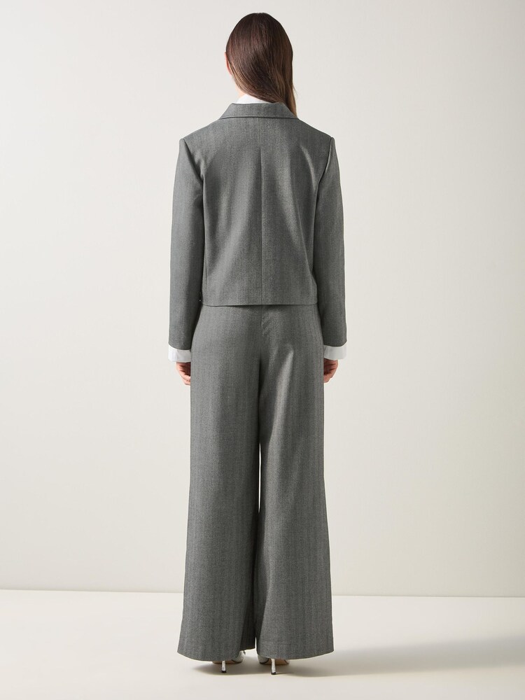 LK Bennett Grey Liz Multi Herringbone Short Double Breasted Jacket - Image 3 of 3