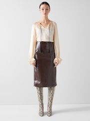 LK Bennett Cream Willa Textured Lace Blouse - Image 1 of 4