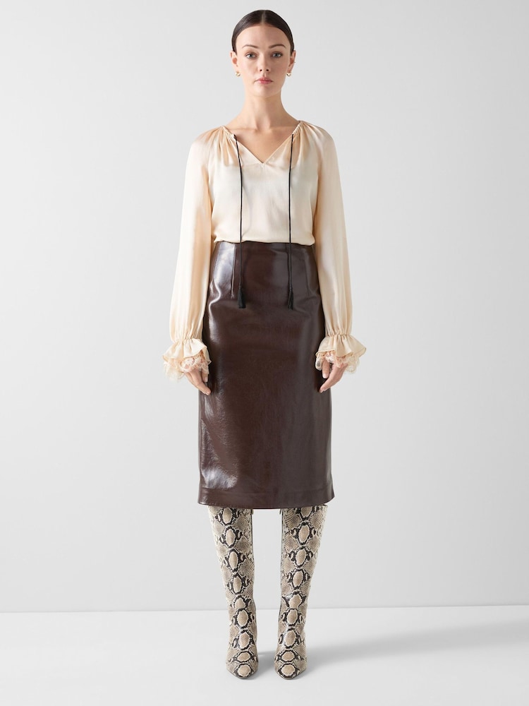 LK Bennett Cream Willa Textured Lace Blouse - Image 1 of 4
