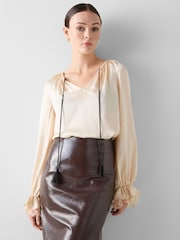 LK Bennett Cream Willa Textured Lace Blouse - Image 3 of 4