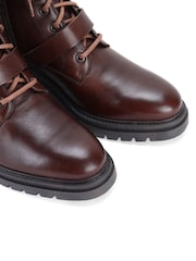 Off The Hook Brown Parkside Block Heel Leather Combat Boots - Image 8 of 8