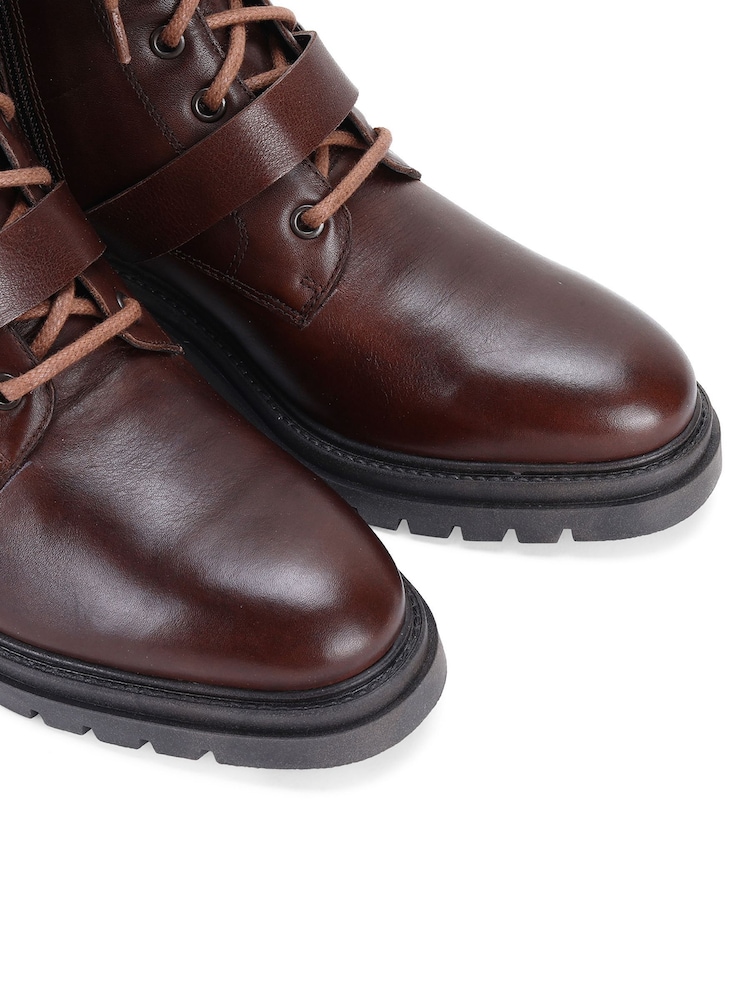 Off The Hook Brown Parkside Block Heel Leather Combat Boots - Image 8 of 8 Off The Hook Brown Parkside Block Heel Leather Combat Boots - Image 8 of 8