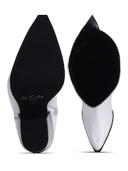 Off The Hook Silver Scores Block Heel High-Knee Leather Boots - Image 7 of 8