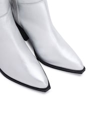 Off The Hook Silver Scores Block Heel High-Knee Leather Boots - Image 8 of 8