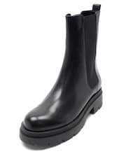 Off The Hook Black Bank Chelsea High Ankle Leather Boots - Image 5 of 8