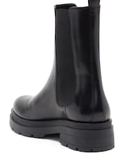 Off The Hook Black Bank Chelsea High Ankle Leather Boots - Image 6 of 8