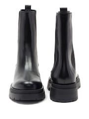 Off The Hook Black Bank Chelsea High Ankle Leather Boots - Image 7 of 8