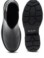 Off The Hook Black Bank Chelsea High Ankle Leather Boots - Image 8 of 8