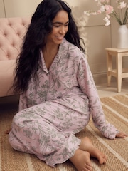 Laura Ashley Pink/Green Lloyd Print Button Through Short Sleeve Pyjamas Set - Image 2 of 16