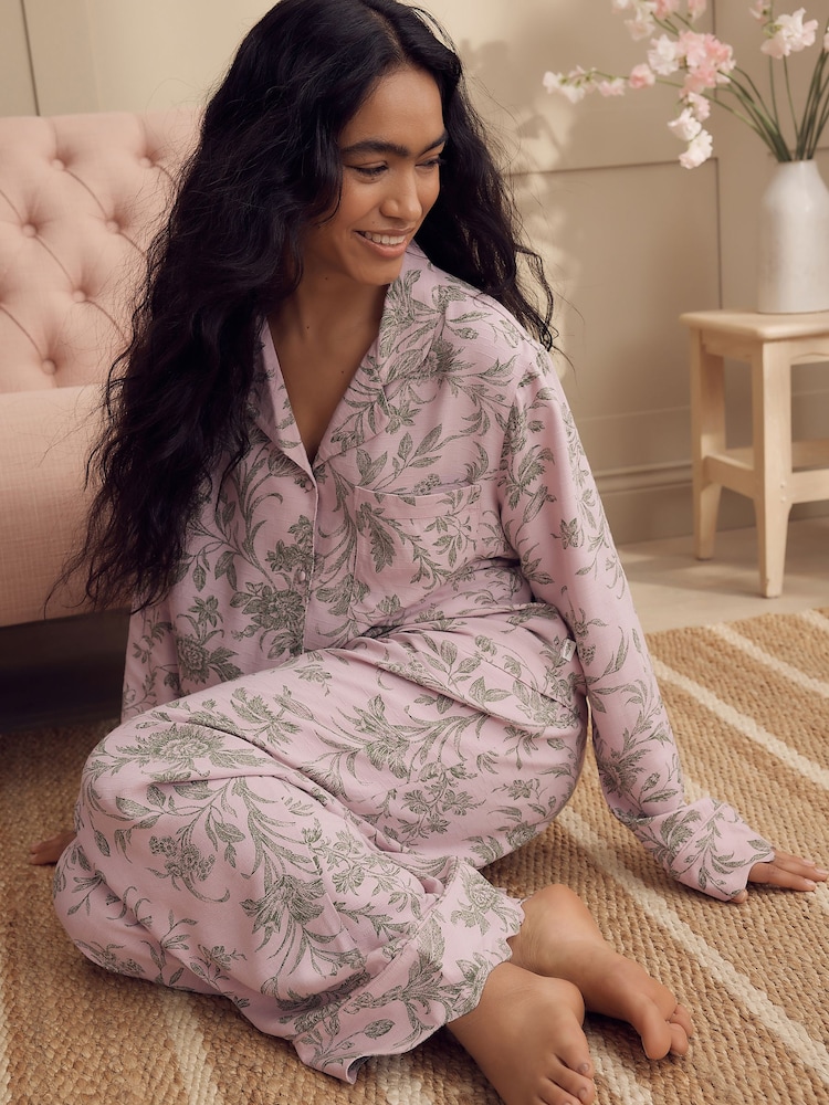Laura Ashley Pink/Green Lloyd Print Button Through Short Sleeve Pyjamas Set - Image 2 of 16 Laura Ashley Pink/Green Lloyd Print Button Through Short Sleeve Pyjamas Set - Image 2 of 16