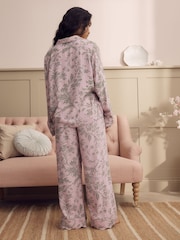 Laura Ashley Pink/Green Lloyd Print Button Through Short Sleeve Pyjamas Set - Image 3 of 16