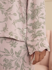 Laura Ashley Pink/Green Lloyd Print Button Through Short Sleeve Pyjamas Set - Image 6 of 16