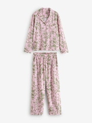 Laura Ashley Pink/Green Lloyd Print Button Through Short Sleeve Pyjamas Set - Image 8 of 16