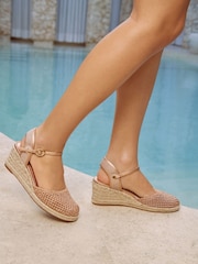 Rose Or - Lipsy Espadrilles compensées en jute à talon moyen et bout fermé - Image 2 de 4