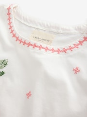 Laura Ashley Ecru/Pink Floral Cross Stitch Sleeveless Cotton Pyjamas - Image 11 of 14