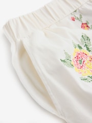Laura Ashley Ecru/Pink Floral Cross Stitch Sleeveless Cotton Pyjamas - Image 14 of 14