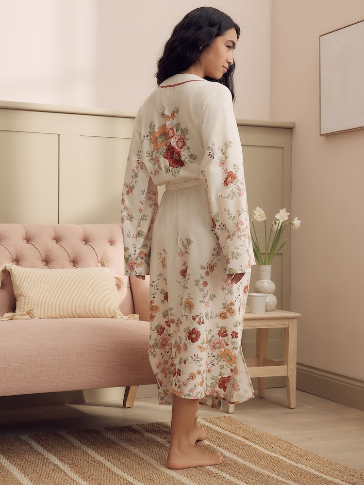 Laura Ashley Cream Pennywell Floral Dressing Gown - Image 2 of 8