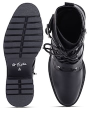 Off The Hook Black Parkside Block Heel Leather Combat Boots - Image 7 of 8