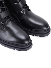 Off The Hook Black Parkside Block Heel Leather Combat Boots - Image 8 of 8