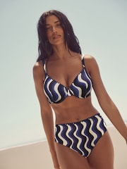 Laura Ashley Monochrome Wave Print Fuller Bust Bikini Top - Image 1 of 5