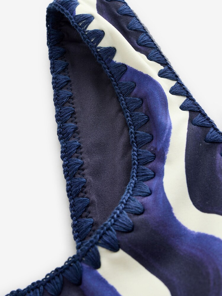 Laura Ashley Monochrome One Shoulder Wave Print Swimsuit - Image 10 of 10 Laura Ashley Monochrome One Shoulder Wave Print Swimsuit - Image 10 of 10