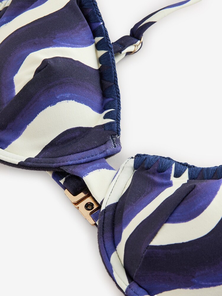 Laura Ashley Monochrome Wave Print Bikini Top - Image 8 of 8