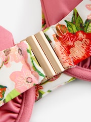 Laura Ashley Coral Pink Lavington Floral Print Fuller Bust Bikini Top - Image 4 of 4