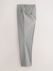 Green Texture Regular Fit Smart Linen Cotton Blend Belted Trousers - Image 8 of 10