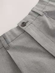 Green Texture Regular Fit Smart Linen Cotton Blend Belted Trousers - Image 9 of 10