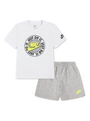 Nike Grey Logo T-Shirt and Shorts Set - Image 1 of 4