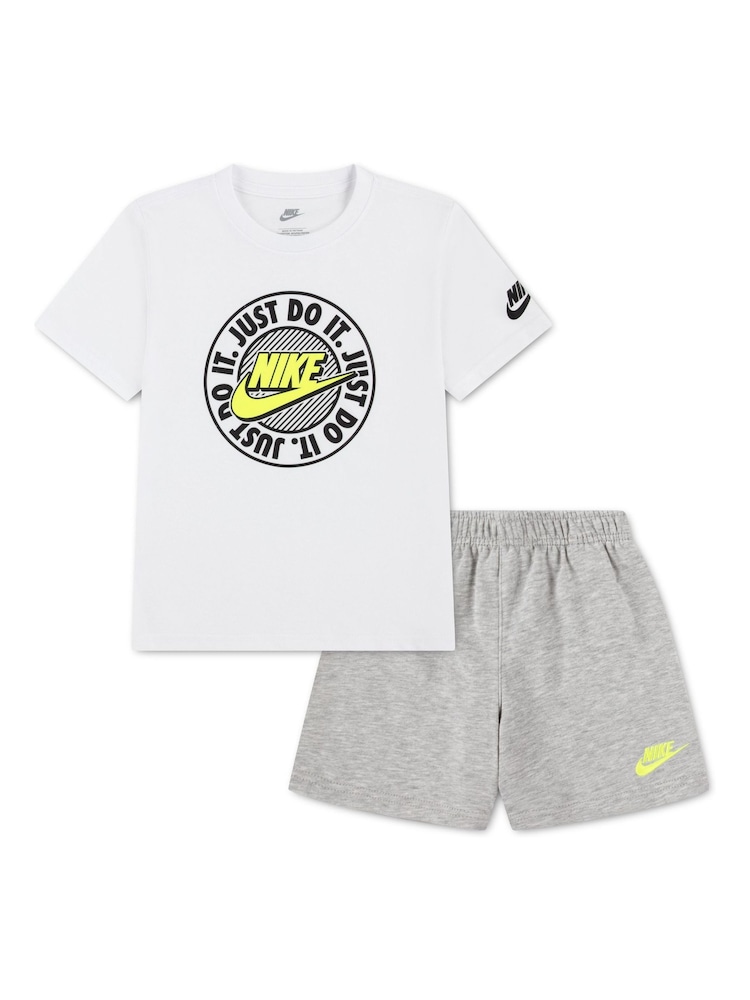 Nike Grey Logo T-Shirt and Shorts Set - Image 1 of 4