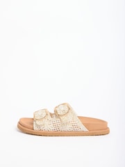 Lipsy Cream Woven Double Buckle Slip-On Footbed Summer Sandals - Image 5 of 5