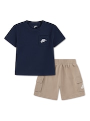 Nike Brown Pocket T-Shirt And Cargo Shorts Set - Image 1 of 4
