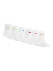 Nike White Little Kids Performance Basic Quarter Socks 6 Pack - Image 2 of 3