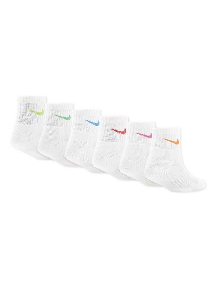 Nike White Little Kids Performance Basic Quarter Socks 6 Pack - Image 2 of 3