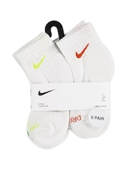 Nike White Little Kids Performance Basic Quarter Socks 6 Pack - Image 3 of 3
