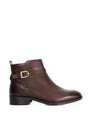 Dune London Brown Wide Fit Pemma Strap Trim Ankle Boots - Image 1 of 6