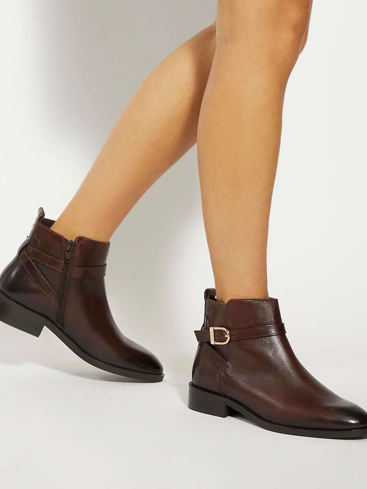 Dune London Brown Wide Fit Pemma Strap Trim Ankle Boots - Image 6 of 6 Dune London Brown Wide Fit Pemma Strap Trim Ankle Boots - Image 6 of 6