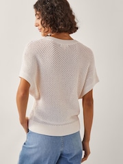 Monsoon Cream Sybil Slouchy Crochet T-Shirt - Image 2 of 4