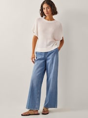 Monsoon Cream Sybil Slouchy Crochet T-Shirt - Image 3 of 4